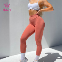 HUCAI Fashionable Gym Leggings Pleating Design Sports Tights 2024 China Manufacturer