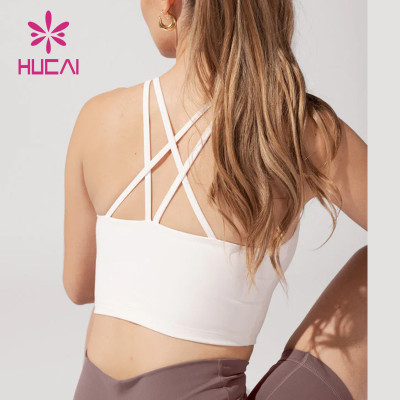 HUCAI Gym Bra Mesh Stitching Hight Support New Design Sports Top Factory China