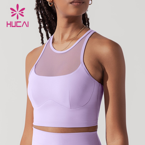 HUCAI Gym Bra Mesh Stitching Hight Support New Design Sports Top Factory China