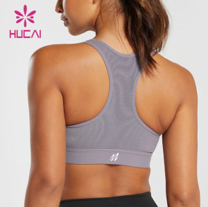 HUCAI OEM Gym Bra Mesh Fabric ODM Sports Racer Back Top Manufacturing for Global Brands
