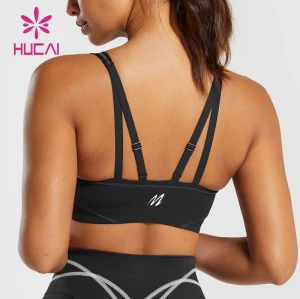 HUCAI Private Label Fitness Bras Custom Sports Top Black Fashion Clothing Suppliers