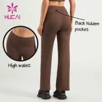 HUCAI Women Flare Leggings Hip-Lifting Slim Back Hidden Pocket Pants Manufactured