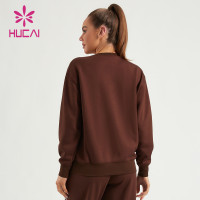 HUCAI ODM Women Gym Sweatshirts Oversized Drop Shoulder Air Cotton Hoodies Supplier