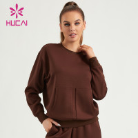 HUCAI ODM Women Gym Sweatshirts Oversized Drop Shoulder Air Cotton Hoodies Supplier