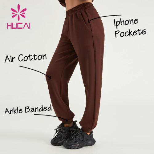 HUCAI Custom Women Ankle Banded Pants Air Cotton Lightweight Fitnesswear Supplier