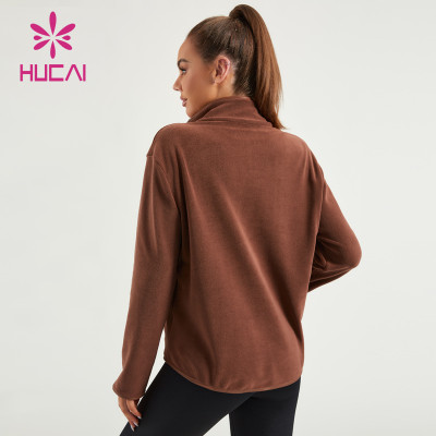 HUCAI Custom Women 1/4 Zipper Sweatshirts Polar Fleece Fabric Gym Hoodies Supplier