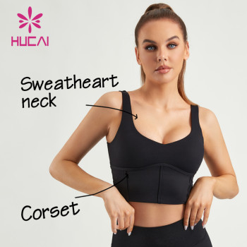 HUCAI Custom Gym Bras Corset Design Women Strappy Crop Tank Top Manufacturer