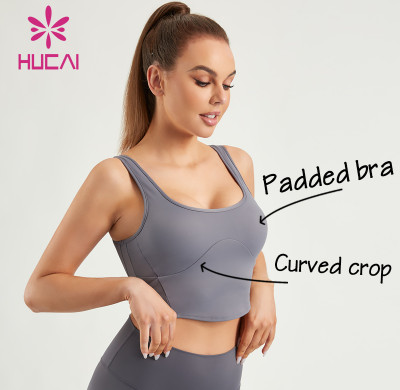 HUCAI Private Label ODM Gym Bras Curved Crop Tank Top Women Activewear Manufacturer
