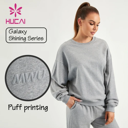 HUCAI ODM Lady Sweatshirts Shining Fabric 100%Cotton Fitness Hoodies Supplier