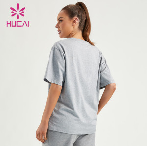 HUCAI ODM Gym Printing Shirts Women Shining 100% Cotton Short Sleeves Factory