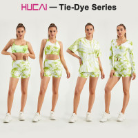 HUCAI Private Label Fitness Bras Tie-dye Fashion Lady Gymwear Manufacturer