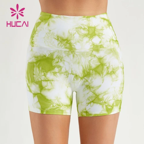 HUCAI Sports Short Leggings ODM Women Tie-dyeing Printing Yoga Pants Factory