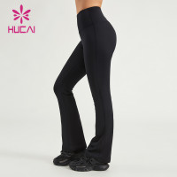 HUCAI ODM Flared Yoga Pants Women Mid-high Waist Custom LOGO Sports Leggings
