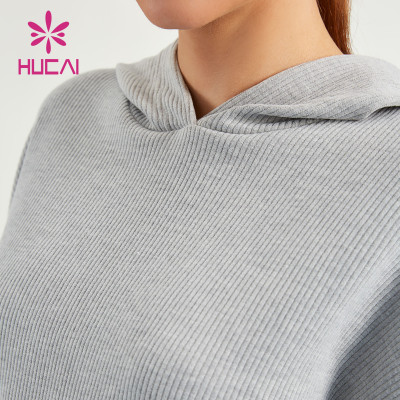 HUCAI Private Label Fitness Hoodies Plain Sweatshirts ODM Lady Gymwear Supplier