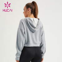 HUCAI Private Label Fitness Hoodies Plain Sweatshirts ODM Lady Gymwear Supplier
