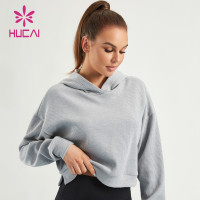 HUCAI Private Label Fitness Hoodies Plain Sweatshirts ODM Lady Gymwear Supplier