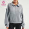 HUCAI Fitness Sweatshirts Hoodies High Collar 1/4 Zipper Lady Gymwear Supplier