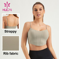 HUCAI Custom Fitness Bras CORSET Style Rib Fabric Lady Gymwear Manufacturer