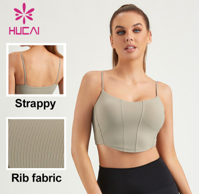 HUCAI Custom Fitness Bras CORSET Style Rib Fabric Lady Gymwear Manufacturer