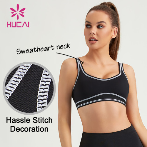 HUCAI Custom Sports Bras "Chicken heart" Collar Design Women Gymwear ODM