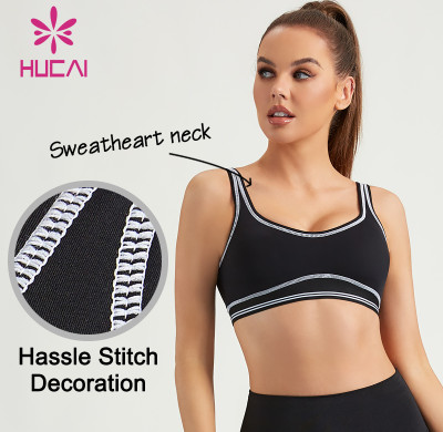 HUCAI Custom Sports Bras "Chicken heart" Collar Design Women Gymwear ODM