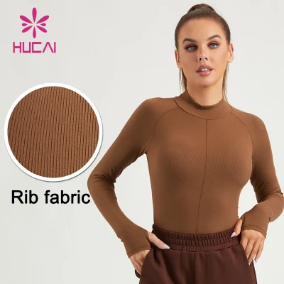 HUCAI ODM Gym Shirts Women High Elasticity Lightweight Slim-fit Top Factory