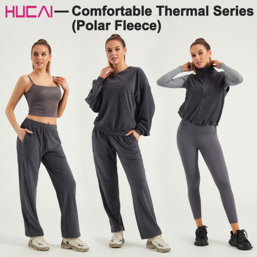 HUCAI Women Sweat Pants Fleece Fabric Elastic Waistband Joggers Supplier