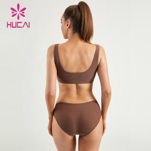 HUCAI OEM Custom Swimwear Square Neck Women Split Swimsuit Set Manufacturer