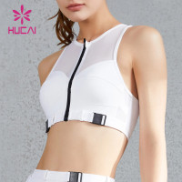 HUCAI ODM Sports Bras Racer Back  Zip Front High Impact Women Gymwear Supplier