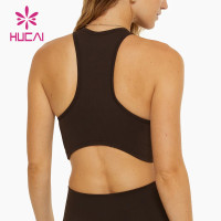 HUCAI ODM Racerback Sports Bra Full-Coverage Stylish Gym clothing supplier