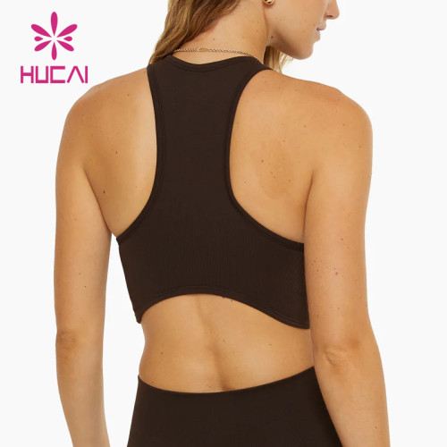 HUCAI ODM Racerback Sports Bra Full-Coverage Stylish Gym clothing supplier