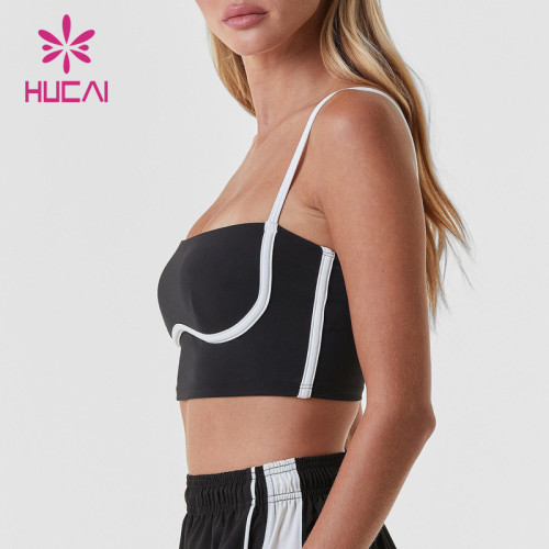 HUCAI ODM Moisture-Wicking Sports Bras Thin Shoulder Strap Stylish Gym clothing supplier