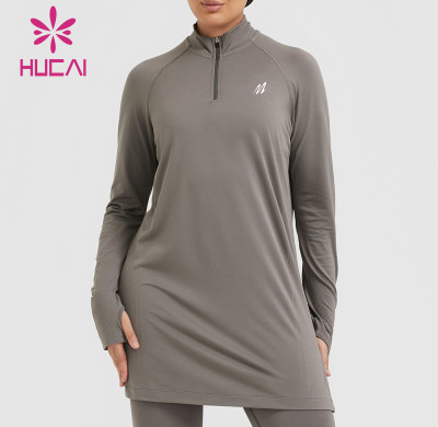 HUCAI OEM Quarter Zipper Style Stylish and Modest  Muslim Sportswear Supplier