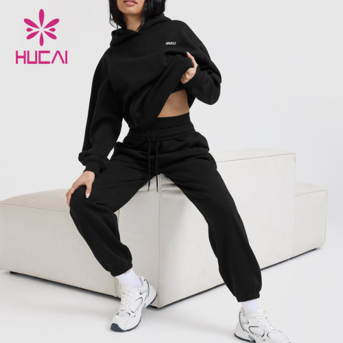 HUCAI OEM Laid-Back And Dropped-Shoulder Fit Hoodie Big Pocket and Cozy Ribbing Sportswear Supplier