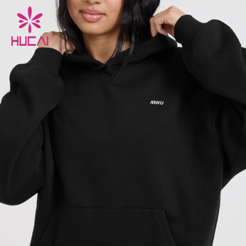 HUCAI OEM Laid-Back And Dropped-Shoulder Fit Hoodie Big Pocket and Cozy Ribbing Sportswear Supplier