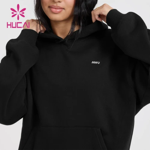 HUCAI OEM Laid-Back And Dropped-Shoulder Fit Hoodie Big Pocket and Cozy Ribbing Sportswear Supplier