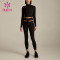 HUCAI OEM Long Sleeve  High Stretch Zipper Sports Crop top Lady Sportswear Supplier