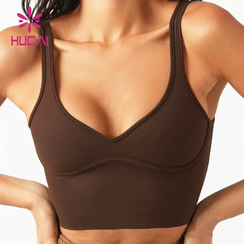 HUCAI OEM Custom Sexy Stretchy Slim Fit V neck Shaping Exercise Yoga Tank Top  Women Sportswear Manufacturer