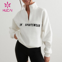 HUCAI OEM Custom Women's Hoodie Half Split Zipper Sports Top Gym Sweatshirt Sportswear Manufacturer