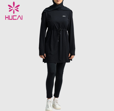 HUCAI OEM Women Training Top drawstring waist Modest  Muslim Sportswear custom Manufacturer