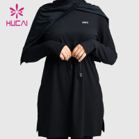 HUCAI OEM Women Training Top drawstring waist Modest  Muslim Sportswear custom Manufacturer