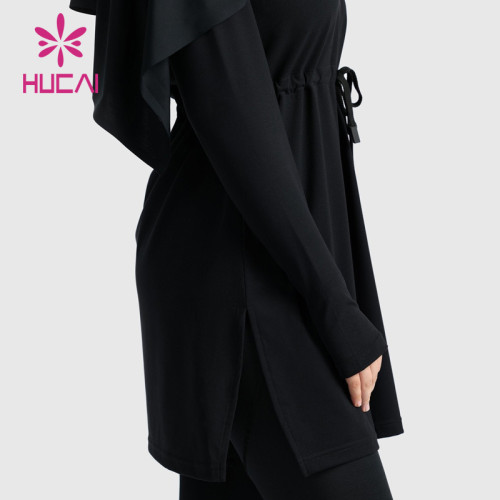 HUCAI OEM Women Training Top drawstring waist Modest  Muslim Sportswear custom Manufacturer