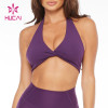 HUCAI ODM Sports Bras High Quality Deep V Neck Sexy Front Twist For Women Sportswear Manufacturer