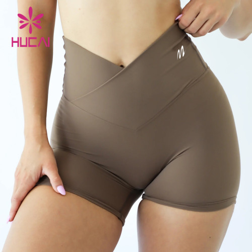 HUCAI OEM Sports Leggings High Waist V Cut Shape Yoga Shorts For Women Sportswear Manufacturer