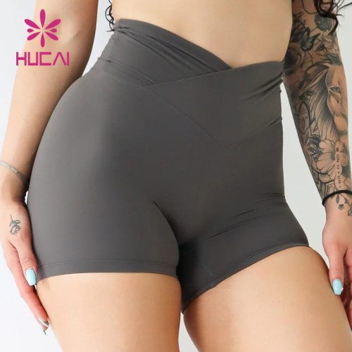 HUCAI OEM Sports Leggings High Waist V Cut Shape Yoga Shorts For Women Sportswear Manufacturer