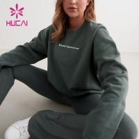 HUCAI OEM Round Neck Lightweight Women's Gym Hoodie Sportswear Manufacturer