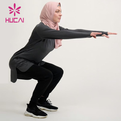 HUCAI OEM Lightweight Asymmetrical Hem Fashionable And Dignified Muslim Sportswear Manufacturer