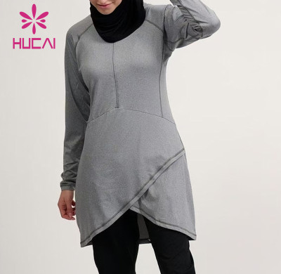 HUCAI OEM splicing inverted V functional hem dignified Muslim sportswear manufacturer