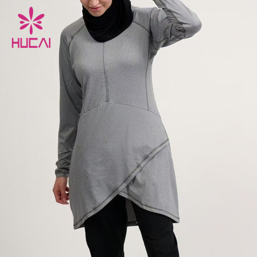 HUCAI OEM splicing inverted V functional hem dignified Muslim sportswear manufacturer