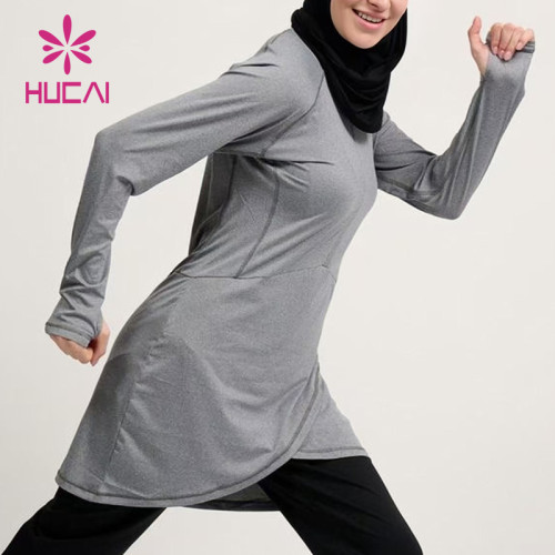 HUCAI OEM splicing inverted V functional hem dignified Muslim sportswear manufacturer